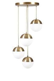 Opviq Küre Lámpara de Araña con 4 Bandejas en Dorado y Blanco